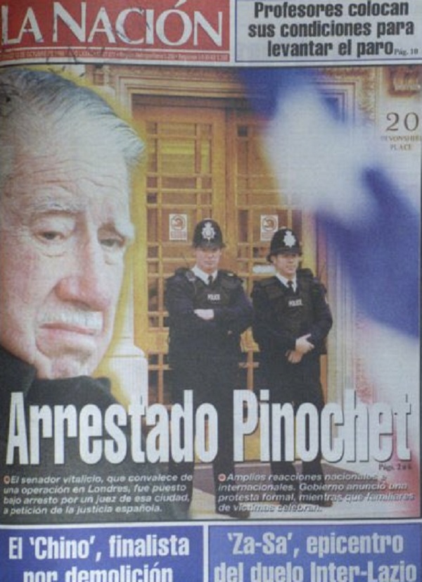 A 20 años de la detención de Pinochet en Londres, afirman que crímenes de la dictadura son Imprescriptibles