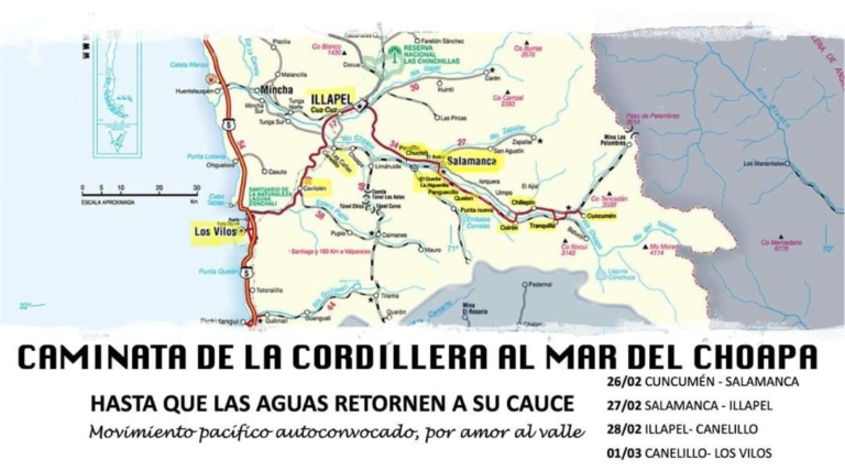 Caminata de cordillera a mar contra minera Los Pelambres