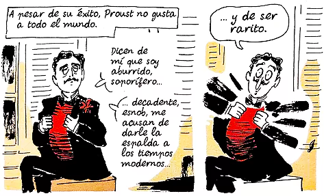 Proust y el sexo. Amor y dolor. Los celos, el deseo  y una madelena. Ilustración  de Catherine Meurisse